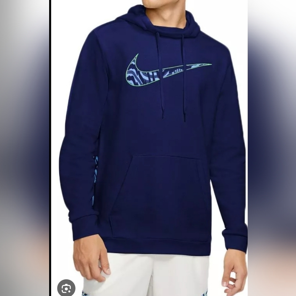 Nike Men's Black and Blue Thermal Hoodie